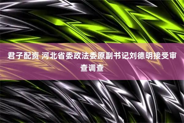 君子配资 河北省委政法委原副书记刘德明接受审查调查